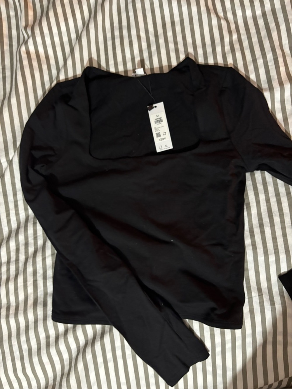 Garage Black Square-Neck Long Sleeve Top